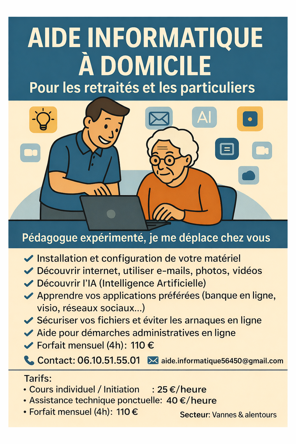 Flyer AI56 aide informatique à domicile